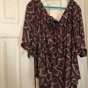 Plus size, off shoulder, paisley top